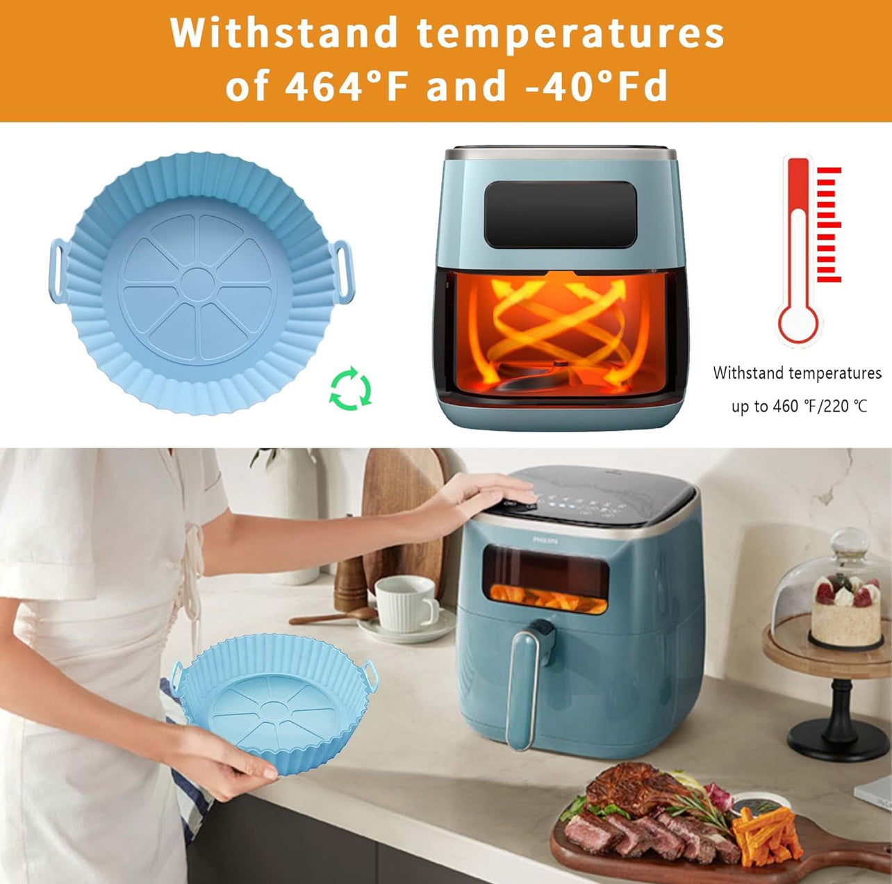 Air Fryer Silicone Baking Tray Reusable Basket Mat Non-Stick Round Microwave Pads Baking Mat Oven Air Fryer Liner Dropshipping