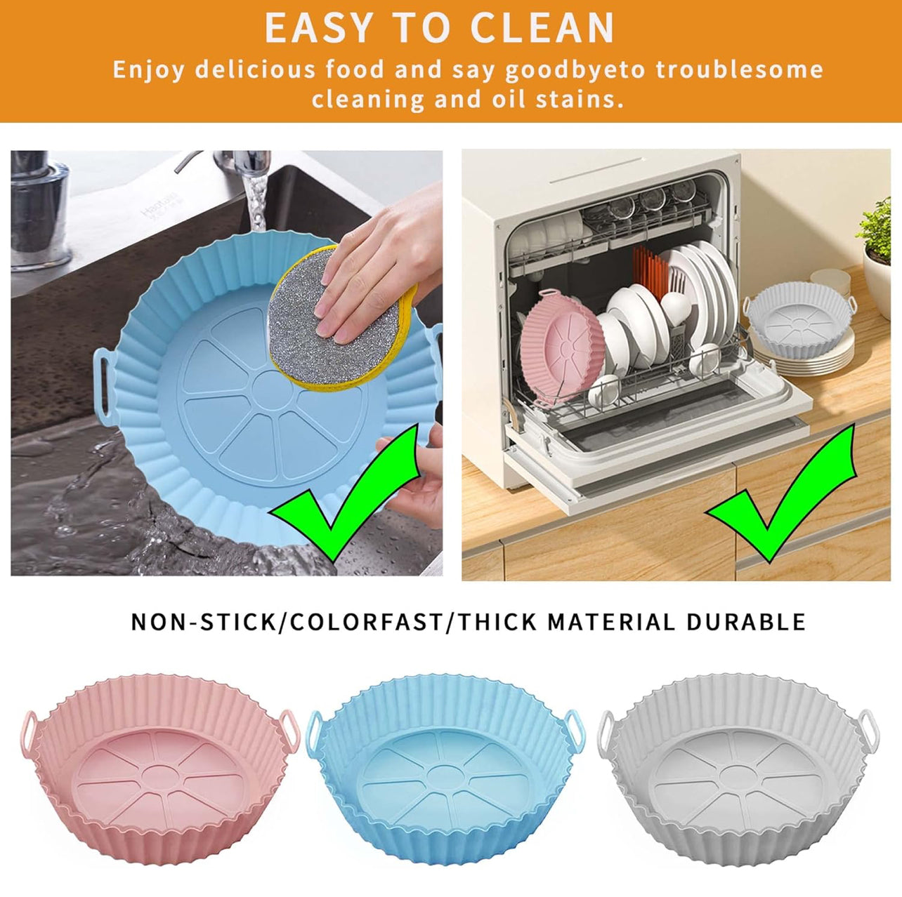 Air Fryer Silicone Baking Tray Reusable Basket Mat Non-Stick Round Microwave Pads Baking Mat Oven Air Fryer Liner Dropshipping