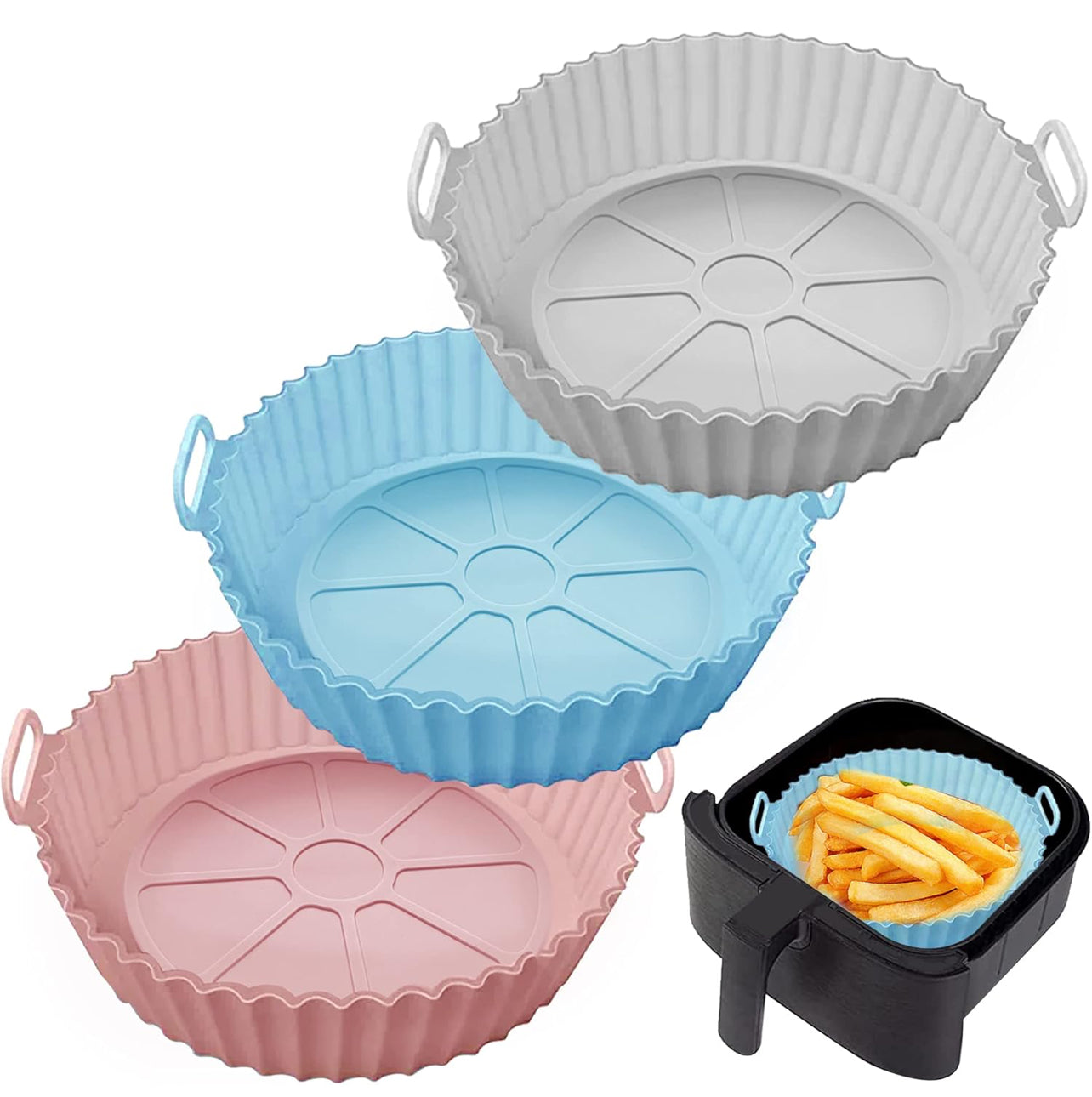 Air Fryer Silicone Baking Tray Reusable Basket Mat Non-Stick Round Microwave Pads Baking Mat Oven Air Fryer Liner Dropshipping