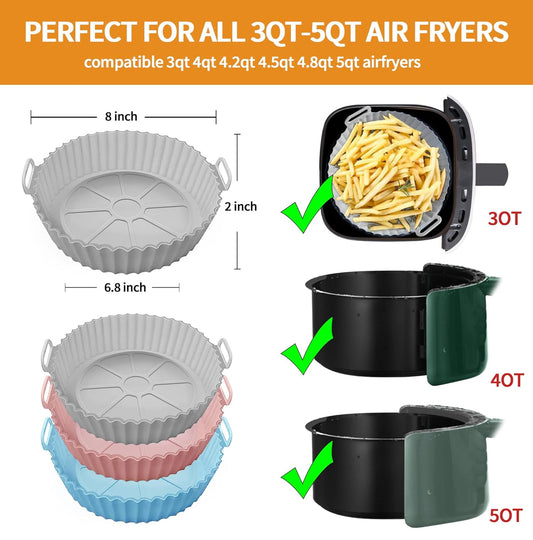 Air Fryer Silicone Baking Tray Reusable Basket Mat Non-Stick Round Microwave Pads Baking Mat Oven Air Fryer Liner Dropshipping