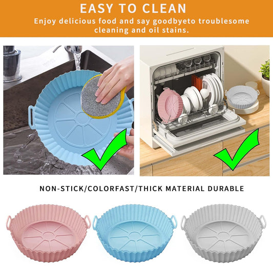 Air Fryer Silicone Baking Tray Reusable Basket Mat Non-Stick Round Microwave Pads Baking Mat Oven Air Fryer Liner Dropshipping